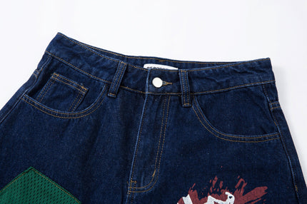 Monogram Patchwork Wide Jeans
