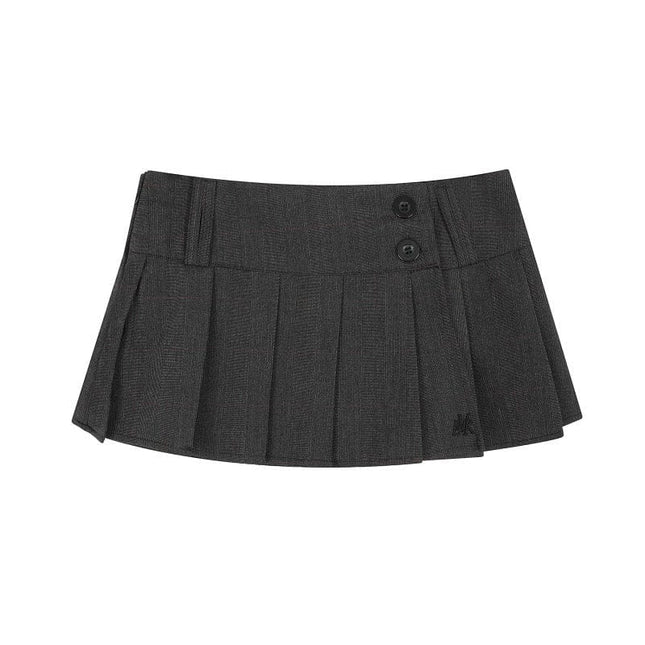TALKLESSFASHION XPKAEAX American Vintage Solid Color Design Skirt Women's Spring New Preppy Versatile Slim Pleated Skirt