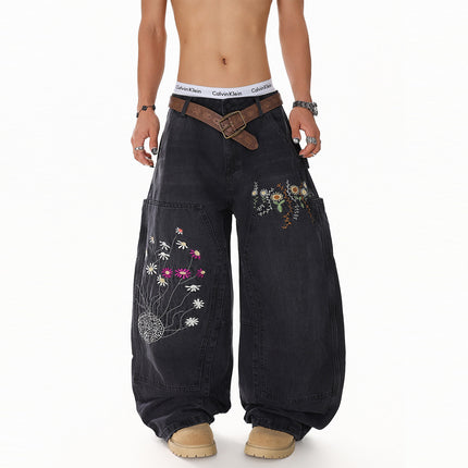 Floral Embroidered Vintage Jeans