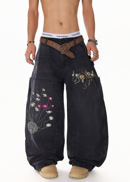 Floral Embroidered Jeans