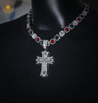 Colored diamond rock sugar chain 50cm + pendant