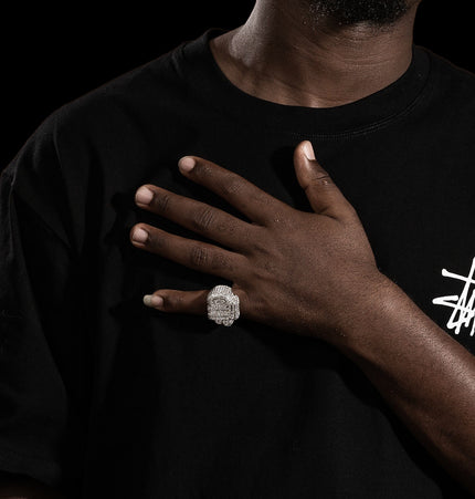 OTF Alphabet Hip-Hop 5A Zircon-Inlaid Trendy Brand Ring for Men, Hip-Hop Personality Fashion Versatile Ring, European and American Style