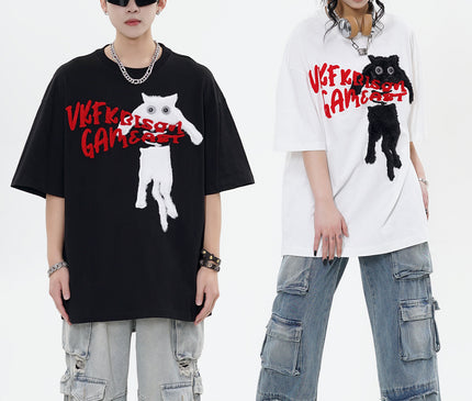 Cat Towel Embroidered Tee