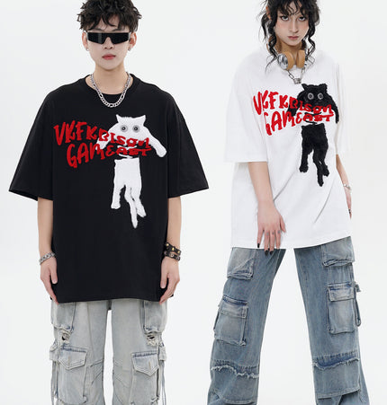 Cat Towel Embroidered Tee