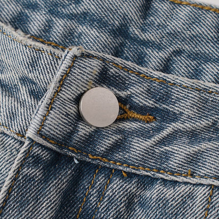 Washed Splicing Broken Denim Shorts