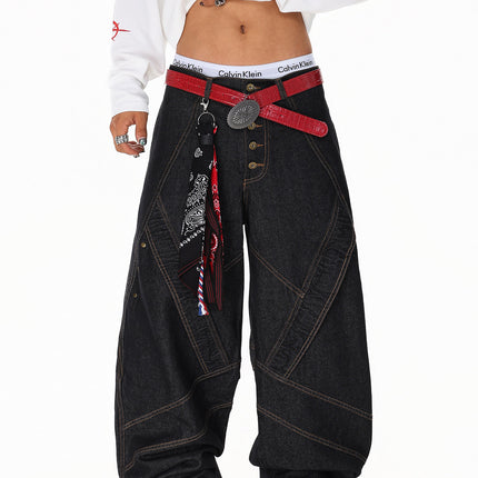 Spliced Deconstructed Wide Jeans