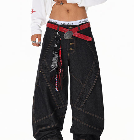 Spliced Deconstructed Wide Jeans