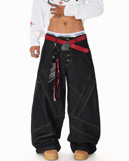 Spliced Deconstructed Wide Jeans