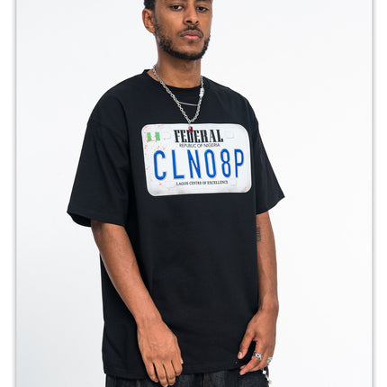 ONSEVENINE American street small neckline 280g heavy cotton short sleeve T-shirt for men and women summer loose hip hop