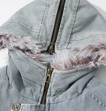 Washed Hooded Denim Jacket