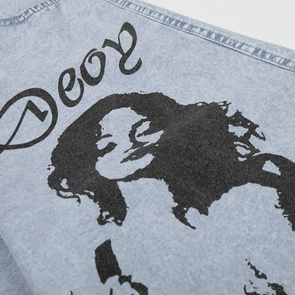 Vintage Printed Cropped Denim