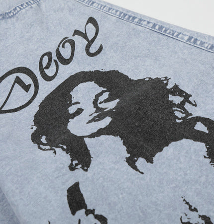 Vintage Printed Cropped Denim