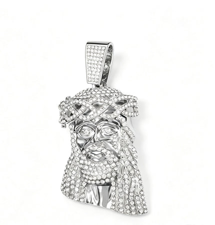 European and American cross-border explosive zinc alloy hip-hop retro avatar full of diamonds and flashing large pendants, Cuban chain necklace pendants