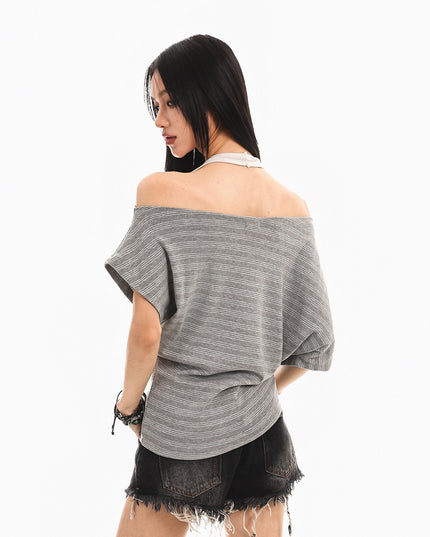 Striped Halterneck Spliced Summer Top