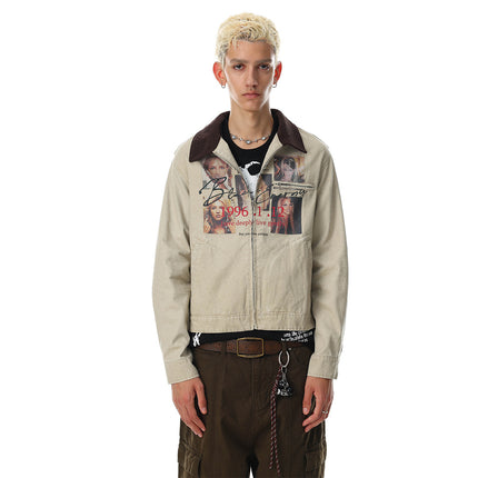 Magic Bear 2026 New American Vintage Light Asia Street Hip-Hop Jacket Washed Distressed Detroit Jacket Short Style