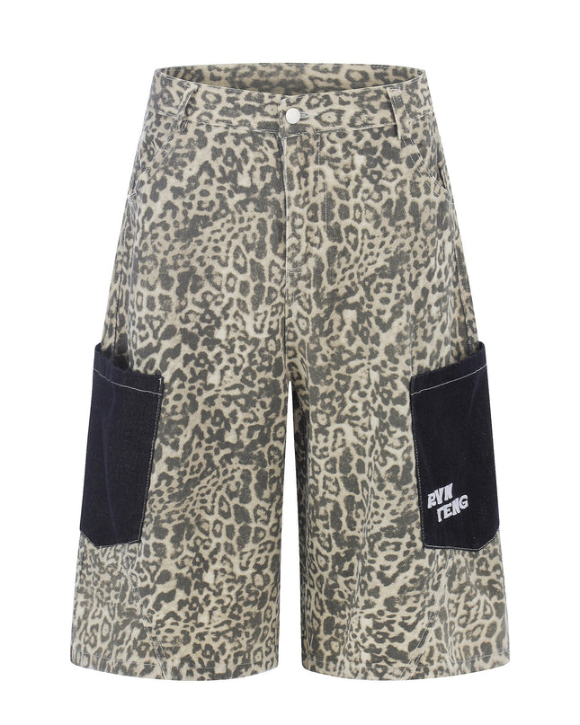 Leopard Print Cargo Shorts