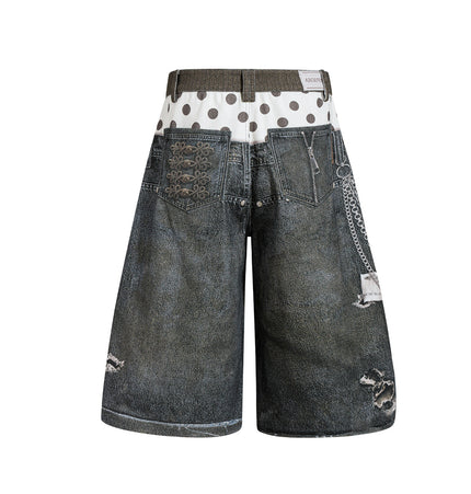 Roguish Printed Denim Shorts
