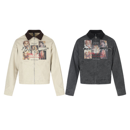Magic Bear 2026 New American Vintage Light Asia Street Hip-Hop Jacket Washed Distressed Detroit Jacket Short Style
