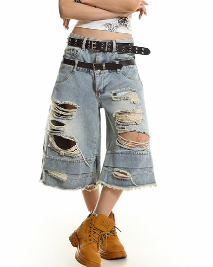 Double Waist Cropped Jeans