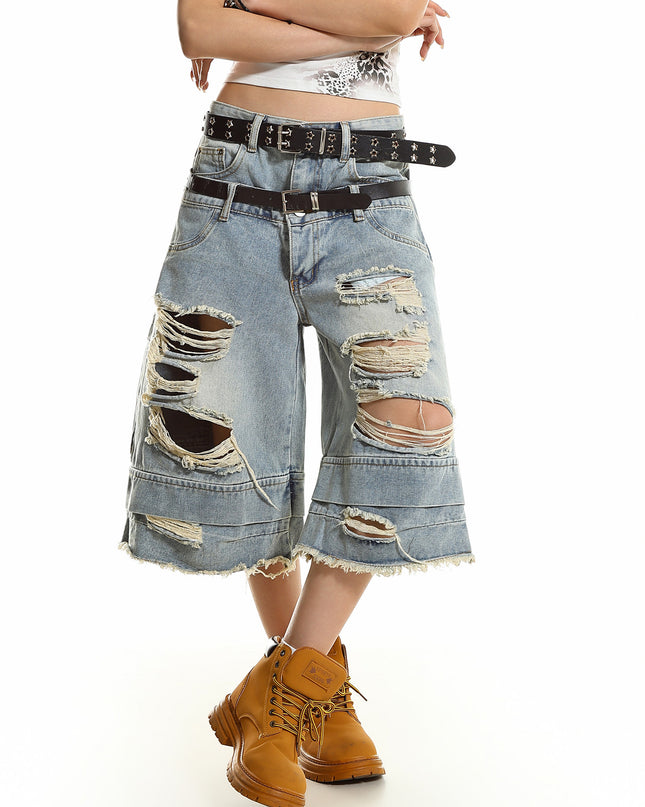 Double Waist Cropped Jeans