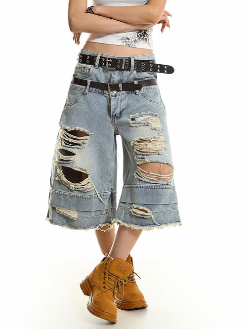 Double Waist Cropped Jeans
