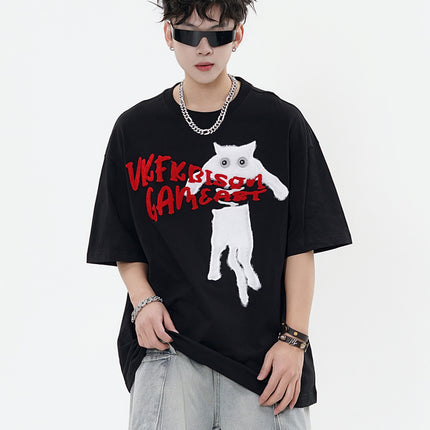 Cat Towel Embroidered Tee