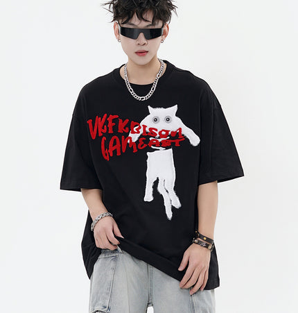 Cat Towel Embroidered Tee