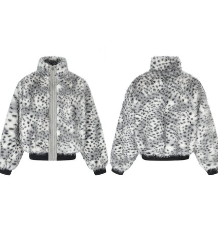 Leopard Faux-Fur Collar Jacket