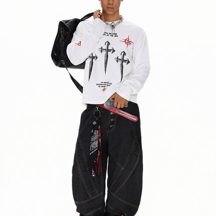 Spliced Deconstructed Wide Jeans