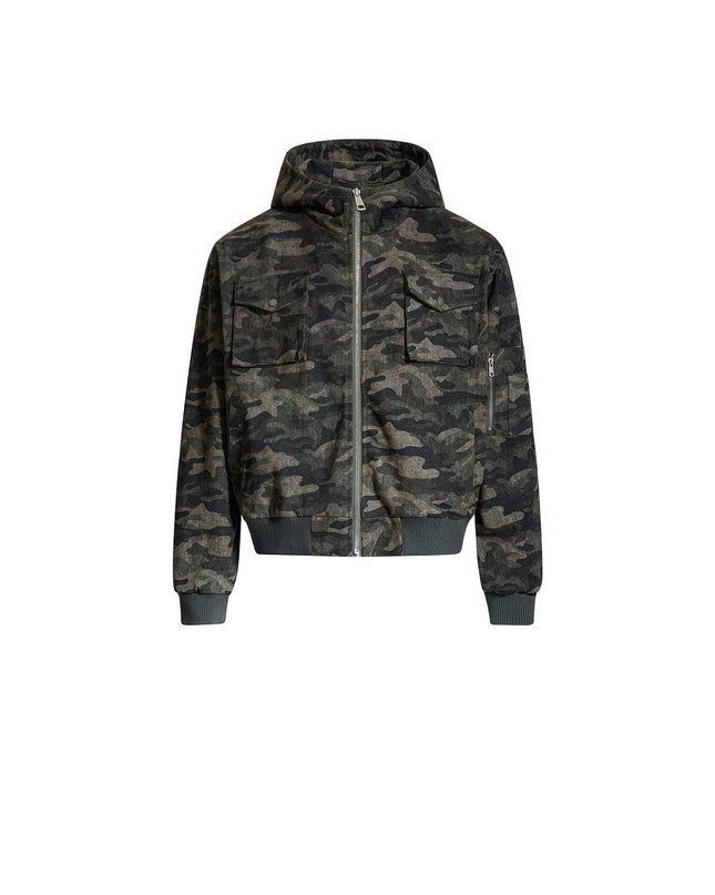 Camouflage Hooded Cargo Jacket