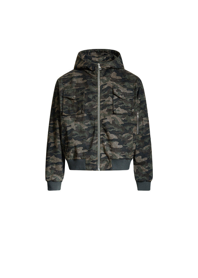 Camouflage Hooded Cargo Jacket