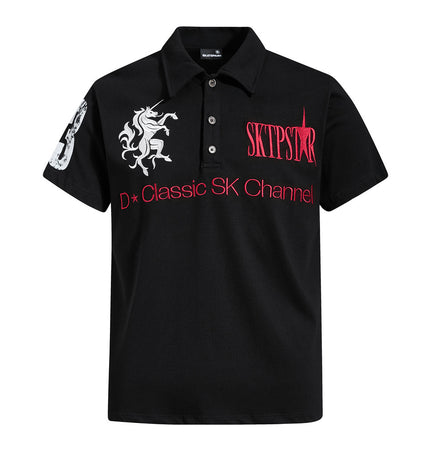 No. 23 number print short-sleeve polo shirt for men, summer European and American trendy INS sport-casual loose lapel T-shirt