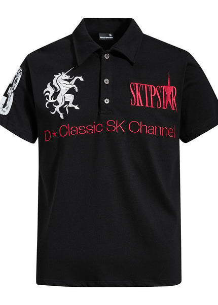 No. 23 number print short-sleeve polo shirt for men, summer European and American trendy INS sport-casual loose lapel T-shirt