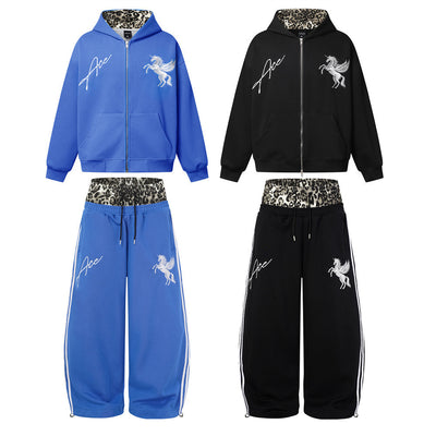 Leopard Patchwork Hoodie Set