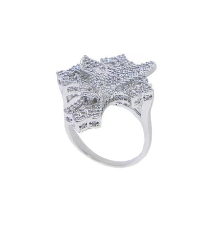 The new dove of peace cross full of diamond rings, hip hop tide men's and women's ins, light luxury design, high-end sense of versatile rings