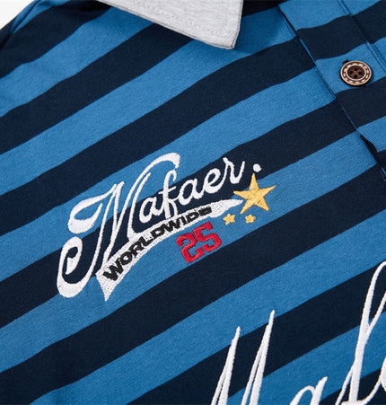 Summer men's polo shirt, loose casual letter print, ins, American street trend, color-blocked collar short-sleeve T-shirt, pure cotton