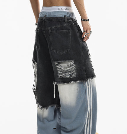 Ripped Striped Jeans