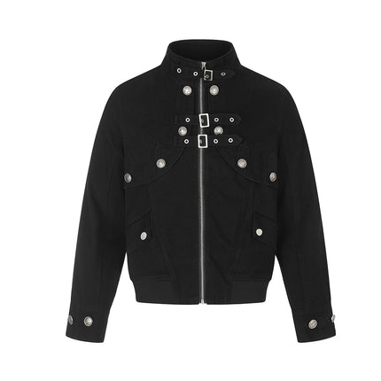 Magic Bear 2026 New Light Asia Street Functional Workwear Jacket Punk Button Design Motorcycle Jacket Short Style