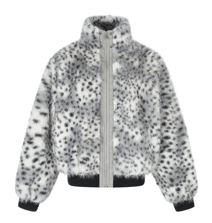 Leopard Faux-Fur Collar Jacket