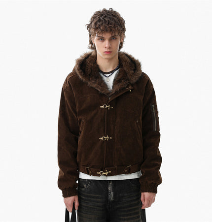 Faux-Fur Hooded Flight Jacket