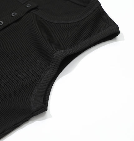Ribbed Half-Button Tank