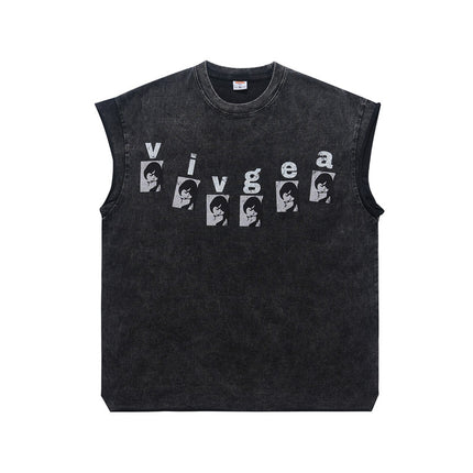 ONSEVENINE American street sleeveless vest for men, heavyweight pure cotton washed vintage vintage summer loose vest