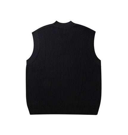 Minimal V-Neck Knit Sweater Vest