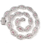 Silver Pink Bracelet 18cm (7inch)