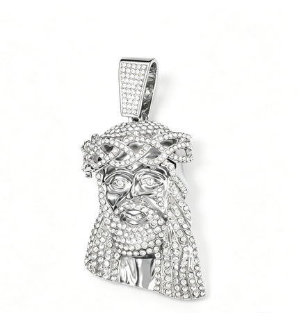 European and American cross-border explosive zinc alloy hip-hop retro avatar full of diamonds and flashing large pendants, Cuban chain necklace pendants
