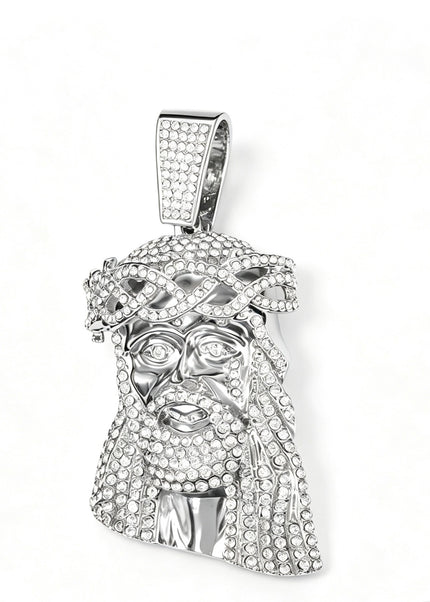 European and American cross-border explosive zinc alloy hip-hop retro avatar full of diamonds and flashing large pendants, Cuban chain necklace pendants