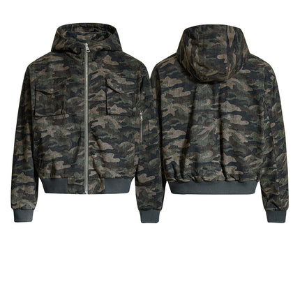 Camouflage Hooded Cargo Jacket