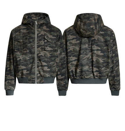 Camouflage Hooded Cargo Jacket