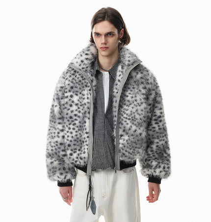 Leopard Faux-Fur Collar Jacket