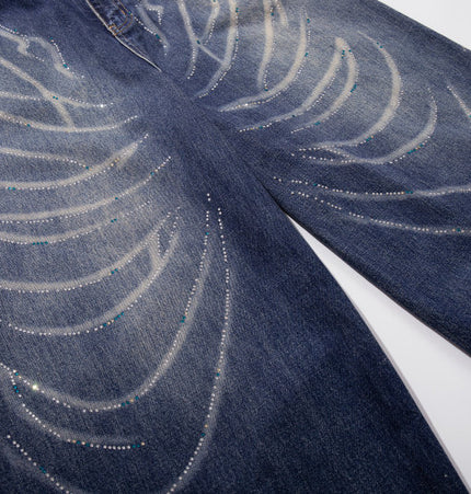 Rhinestone Scratch Denim